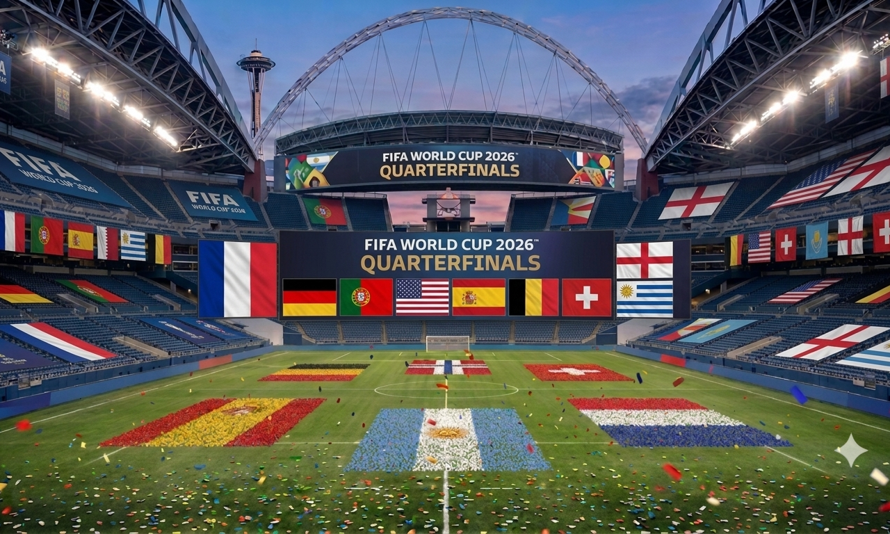 FIFA World Cup 2026 Quarterfinals graphic: the final eight teams chase the trophy