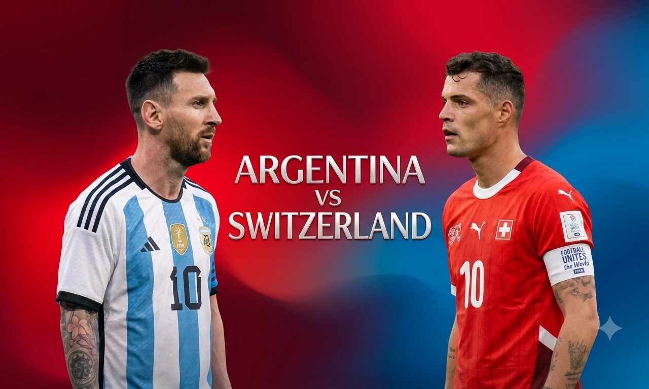 Argentina vs Switzerland FIFA World Cup 2026 quarterfinal graphic