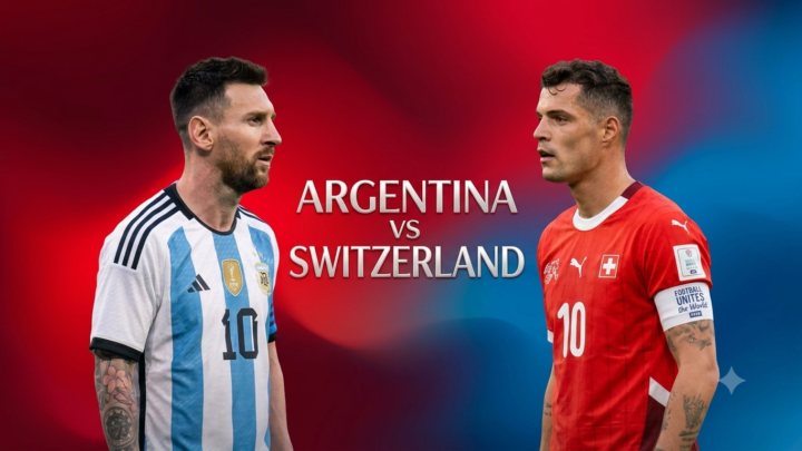 Argentina vs Switzerland FIFA World Cup 2026 quarterfinal graphic