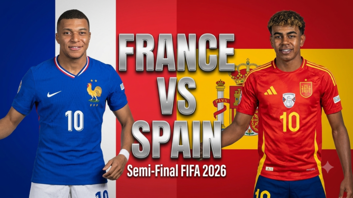 France vs Spain FIFA World Cup 2026 semifinal graphic
